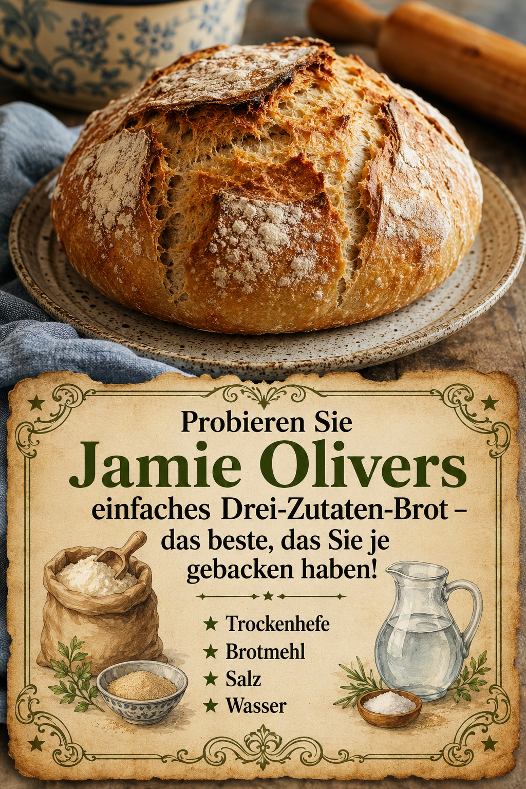 Probieren Sie Jamie Olivers einfaches Drei-Zutaten-Brot – das beste, das Sie je gebacken haben!