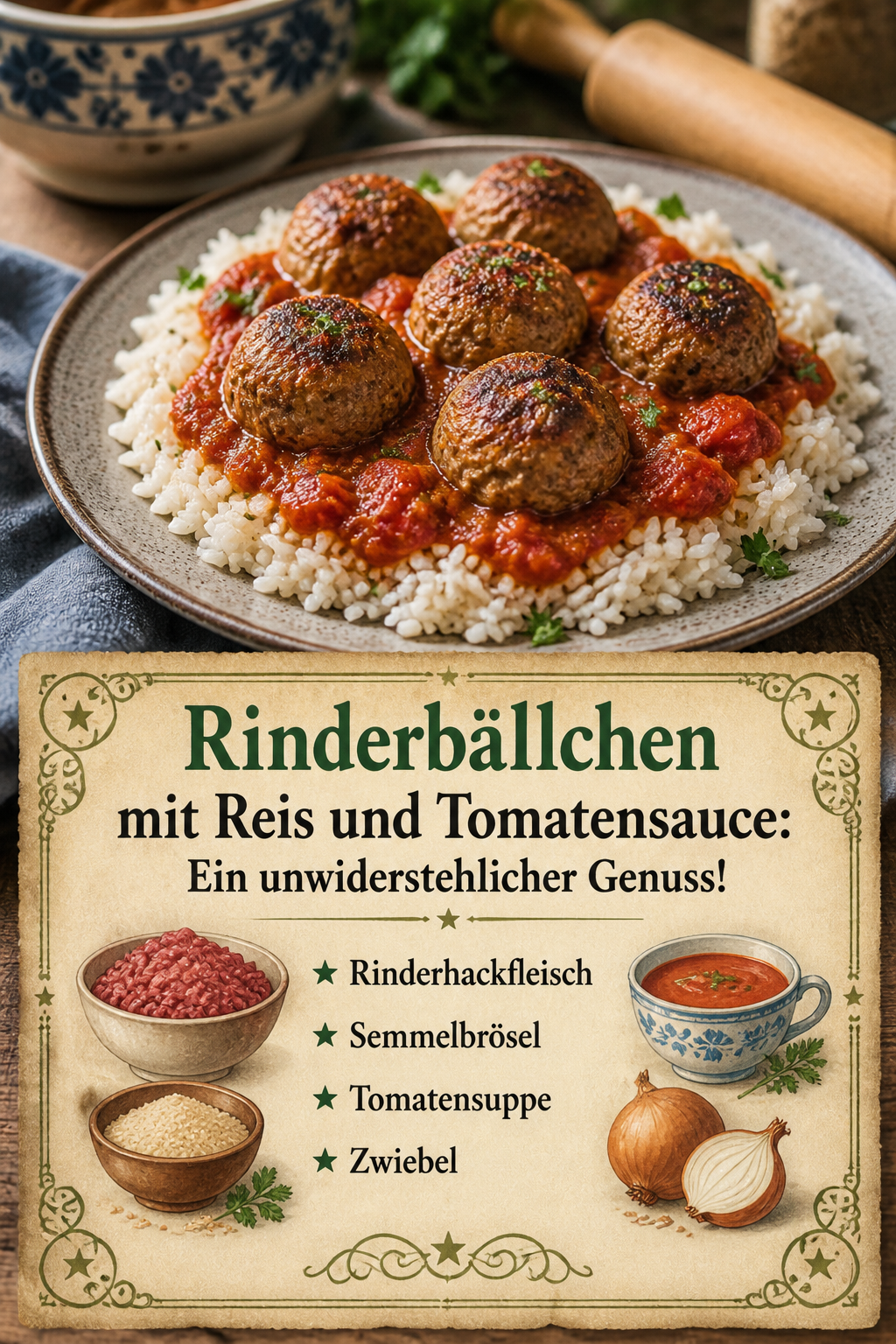 Rinderbällchen mit Reis und Tomatensauce: Ein unwiderstehlicher Genuss!