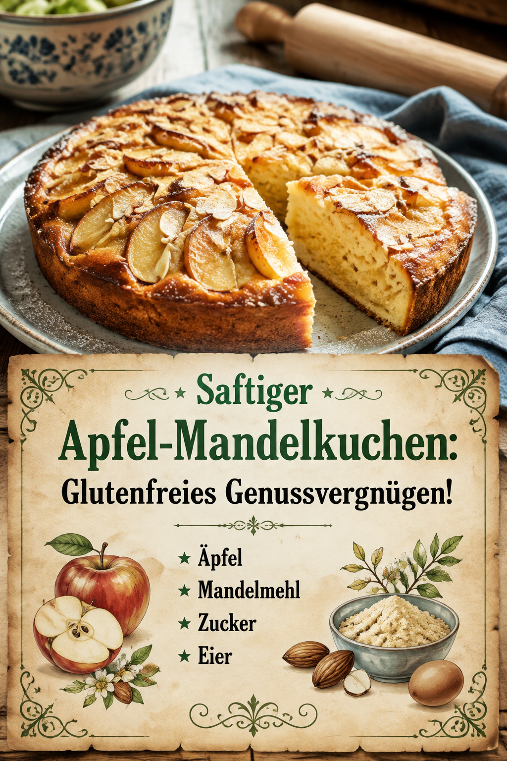 Saftiger Apfel-Mandelkuchen: Glutenfreies Genussvergnügen!
