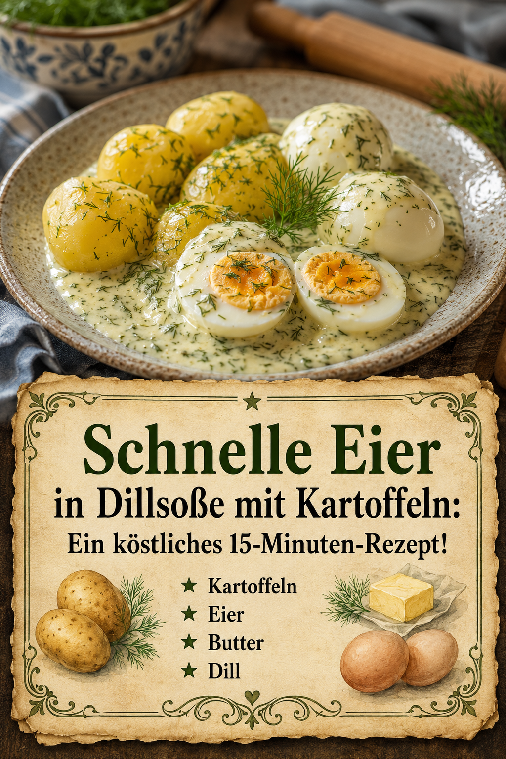 Schnelle Eier in Dillsoße mit Kartoffeln: Ein köstliches 15-Minuten-Rezept!