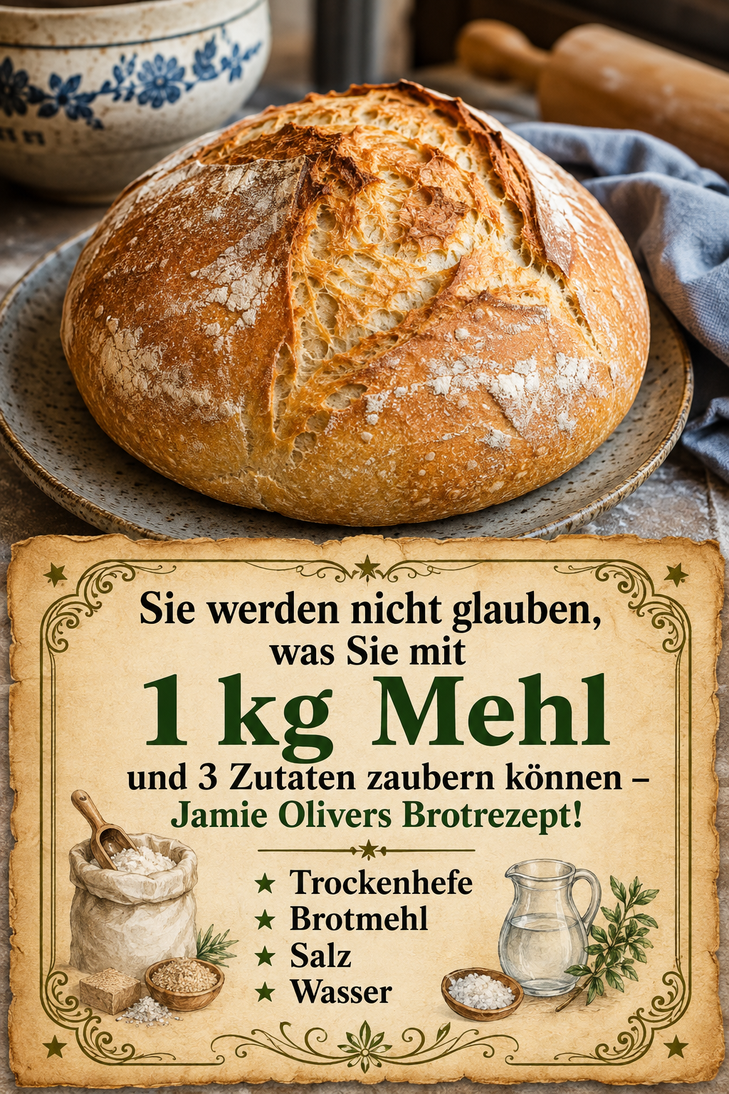Sie werden nicht glauben, was Sie mit 1 kg Mehl und 3 Zutaten zaubern können – Jamie Olivers Brotrezept!