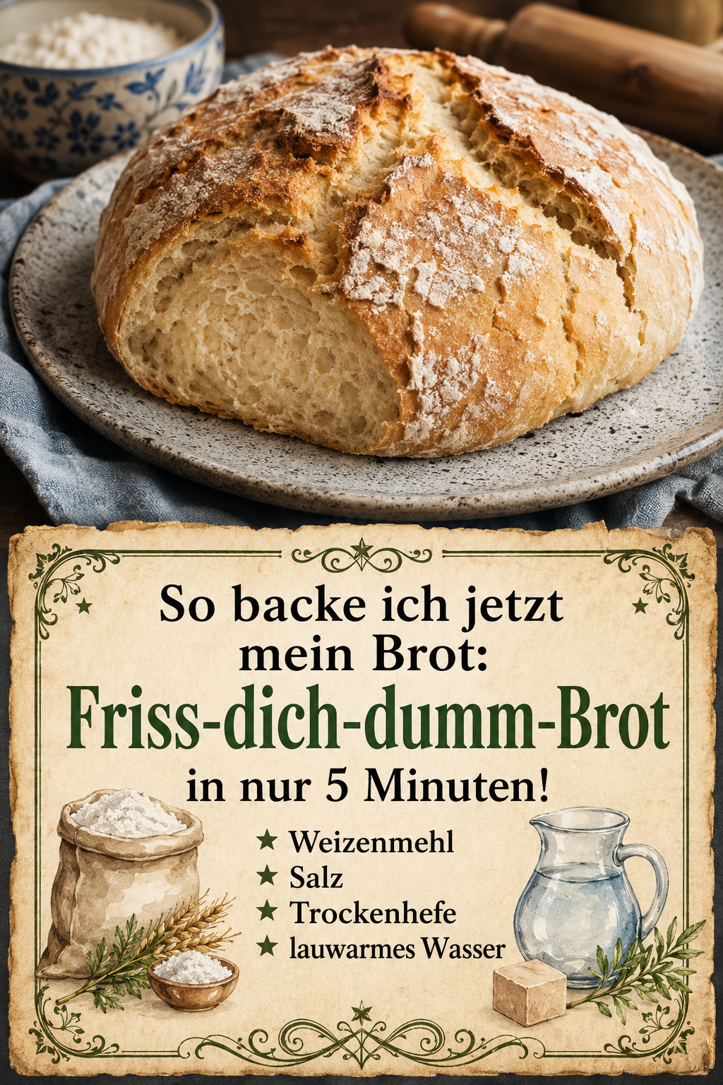 So backe ich jetzt mein Brot: Friss-dich-dumm-Brot in nur 5 Minuten!