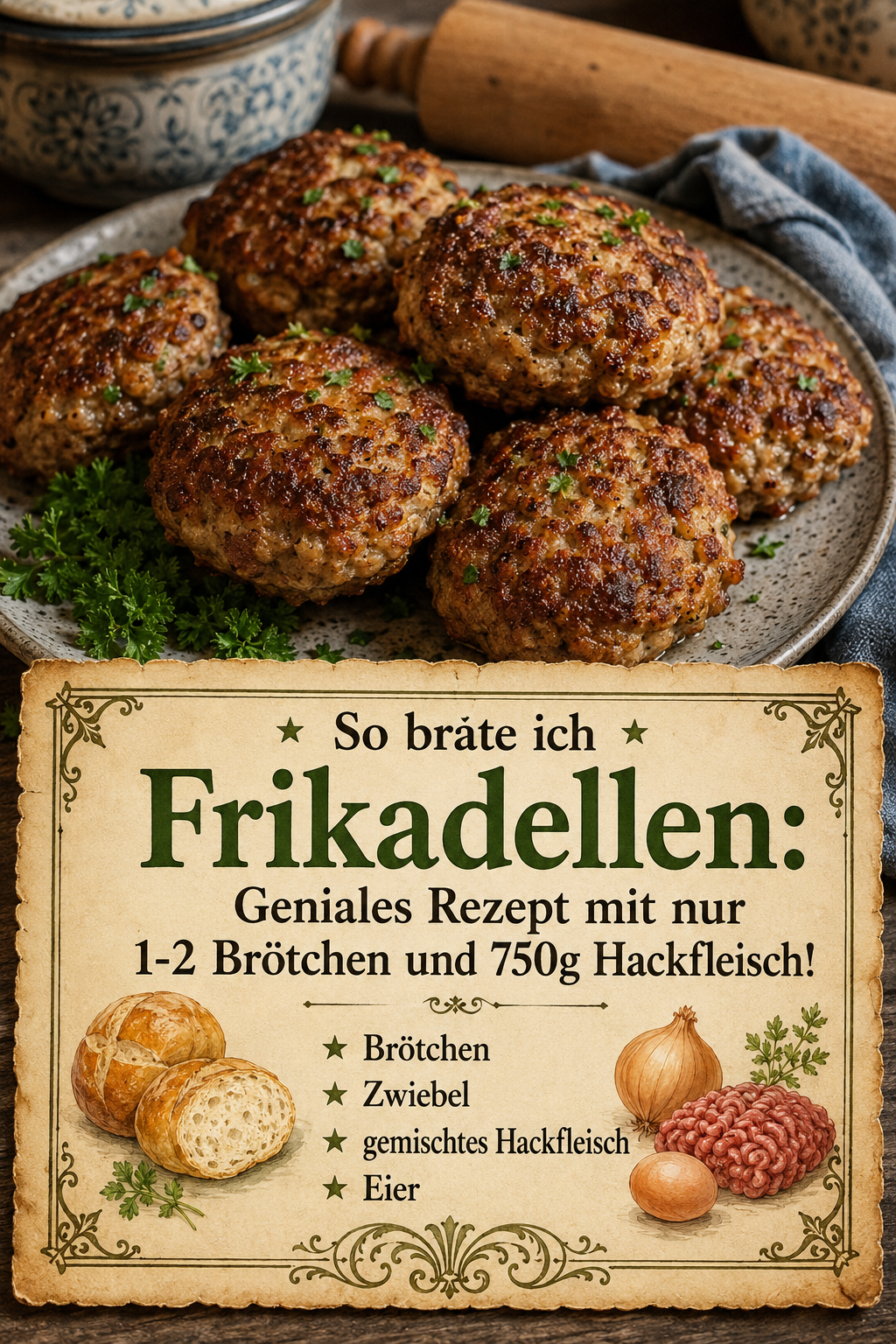 So brate ich Frikadellen: Geniales Rezept mit nur 1-2 Brötchen und 750g Hackfleisch!