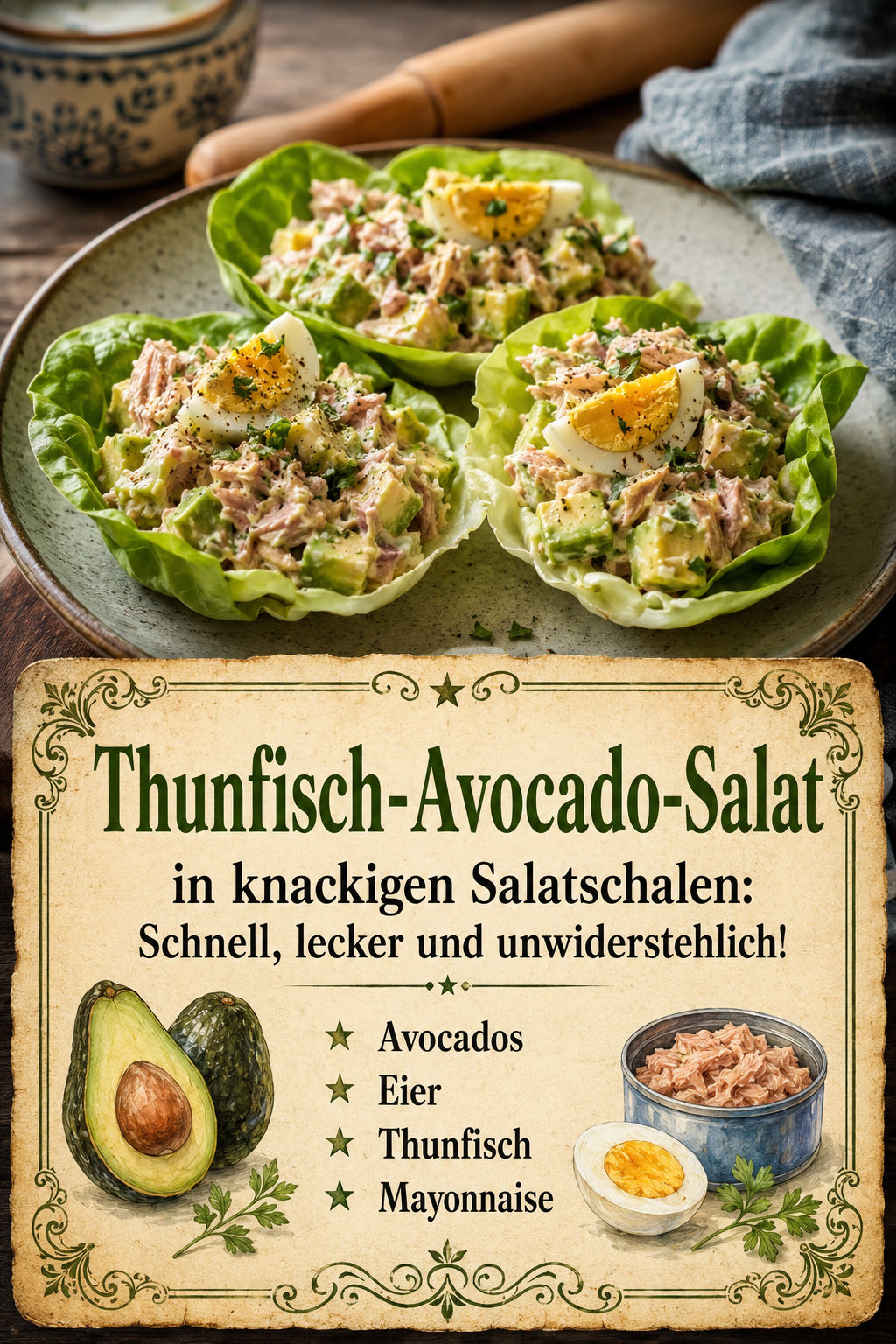 Thunfisch-Avocado-Salat in knackigen Salatschalen: Schnell, lecker und unwiderstehlich!