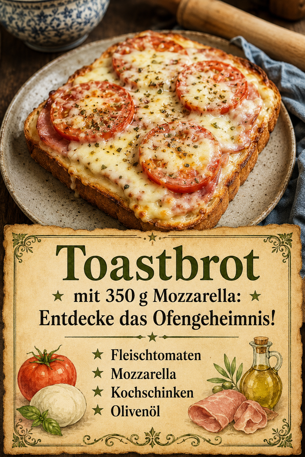 Toastbrot mit 350 g Mozzarella: Entdecke das Ofengeheimnis!