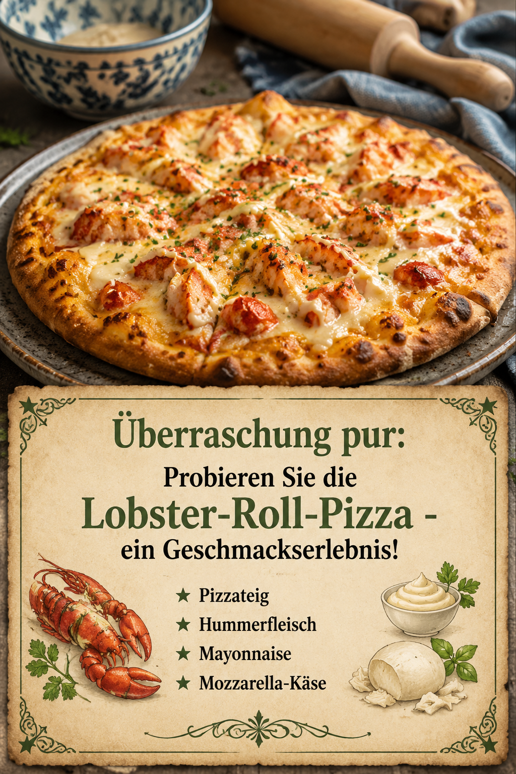 Überraschung pur: Probieren Sie die Lobster-Roll-Pizza - ein Geschmackserlebnis!
