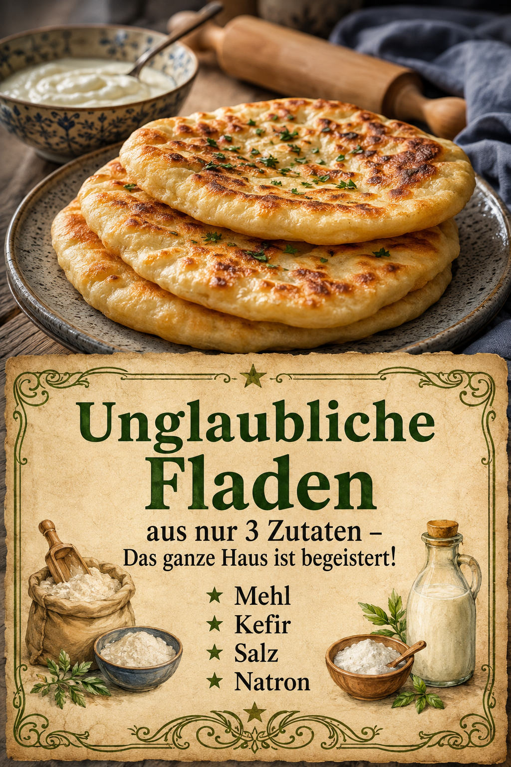 Unglaubliche Fladen aus nur 3 Zutaten – Das ganze Haus ist begeistert!