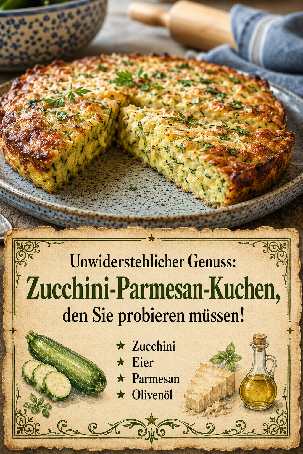 Unwiderstehlicher Genuss: Zucchini-Parmesan-Kuchen, den Sie probieren müssen!
