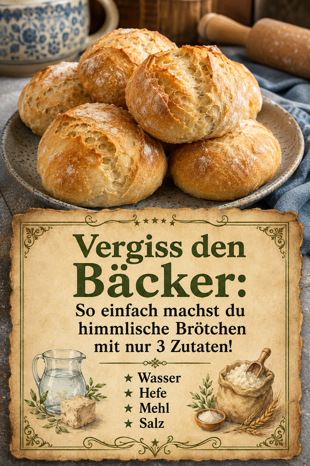 Vergiss den Bäcker: So einfach machst du himmlische Brötchen mit nur 3 Zutaten!