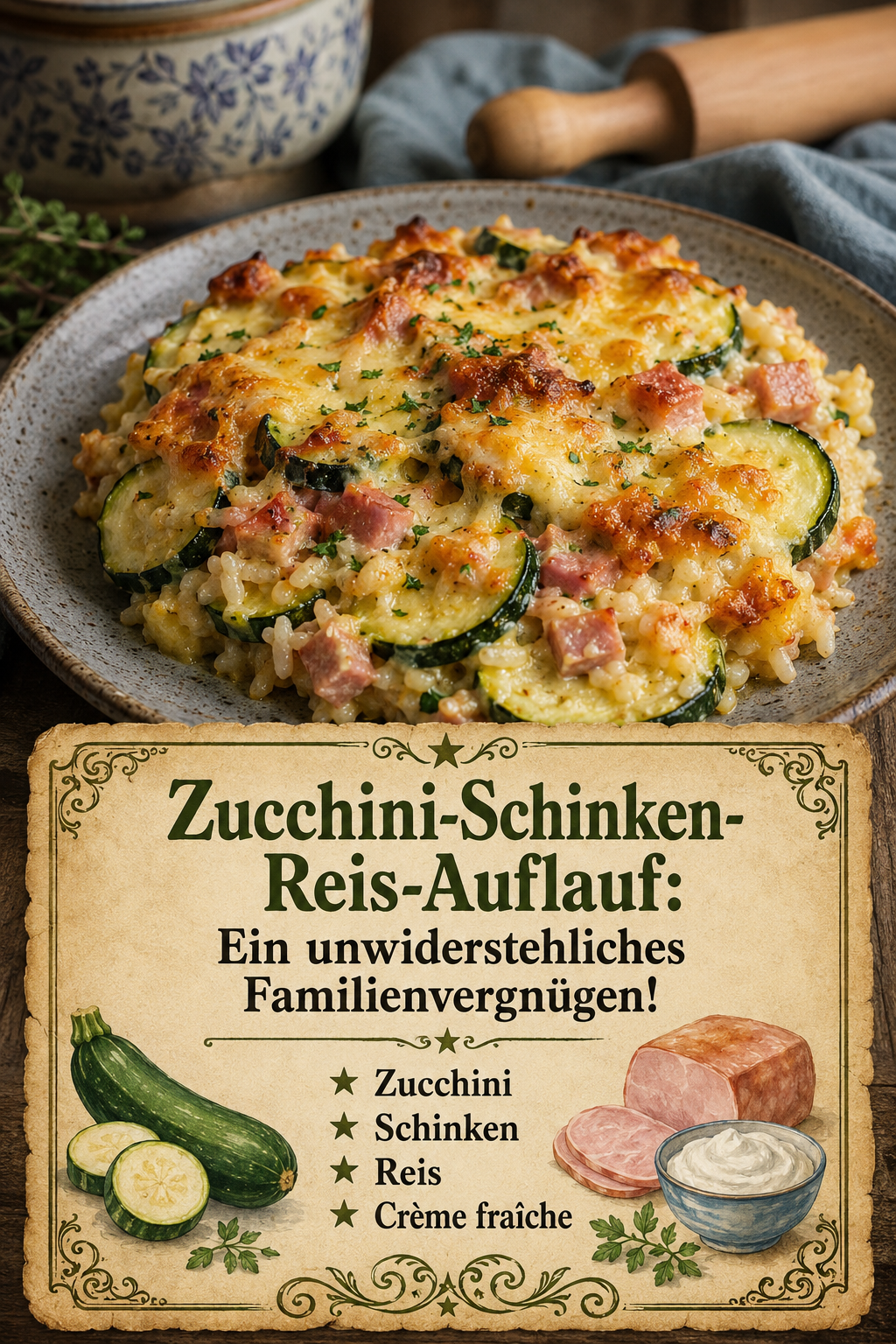 Zucchini-Schinken-Reis-Auflauf: Ein unwiderstehliches Familienvergnügen!