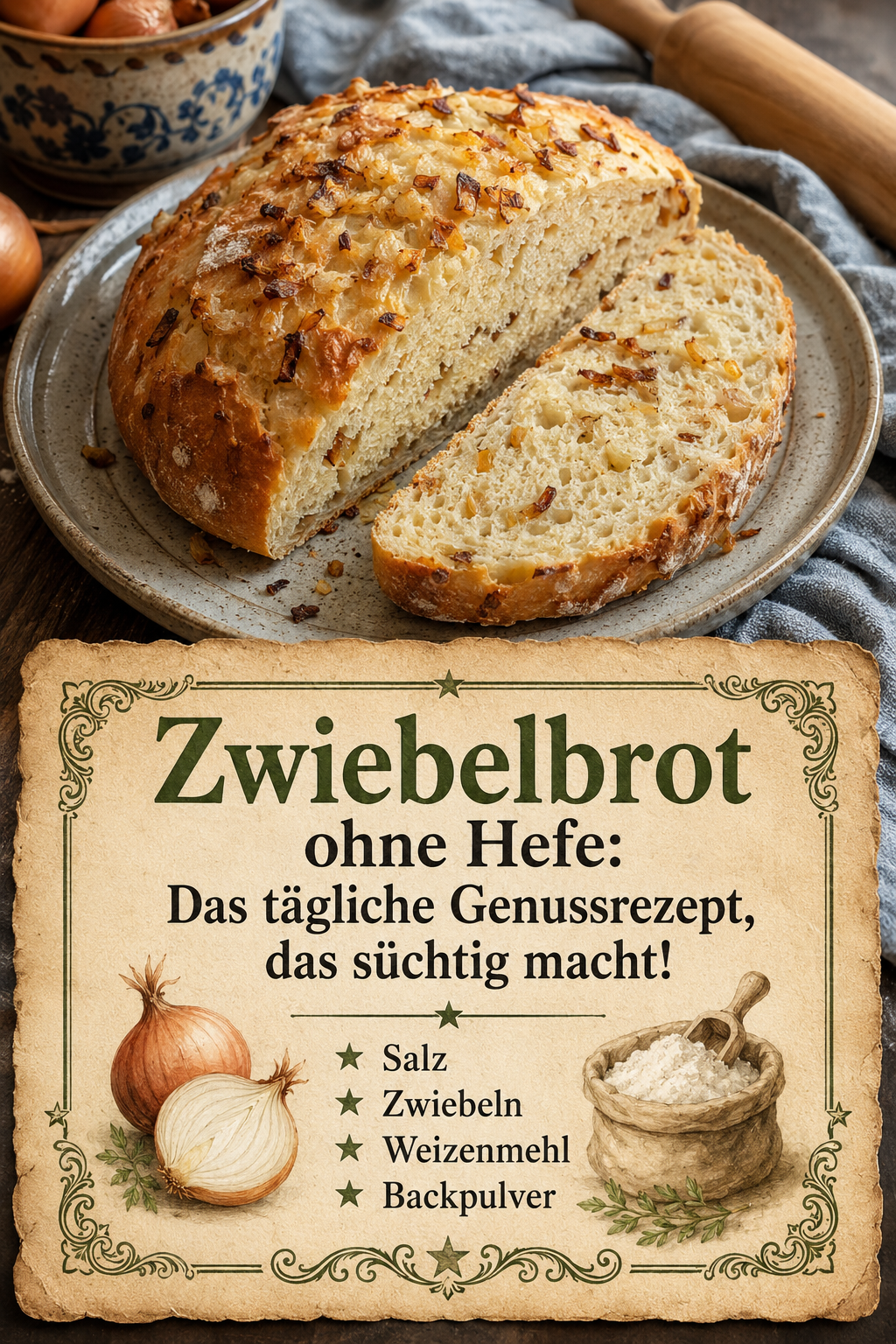 Zwiebelbrot ohne Hefe: Das tägliche Genussrezept, das süchtig macht!