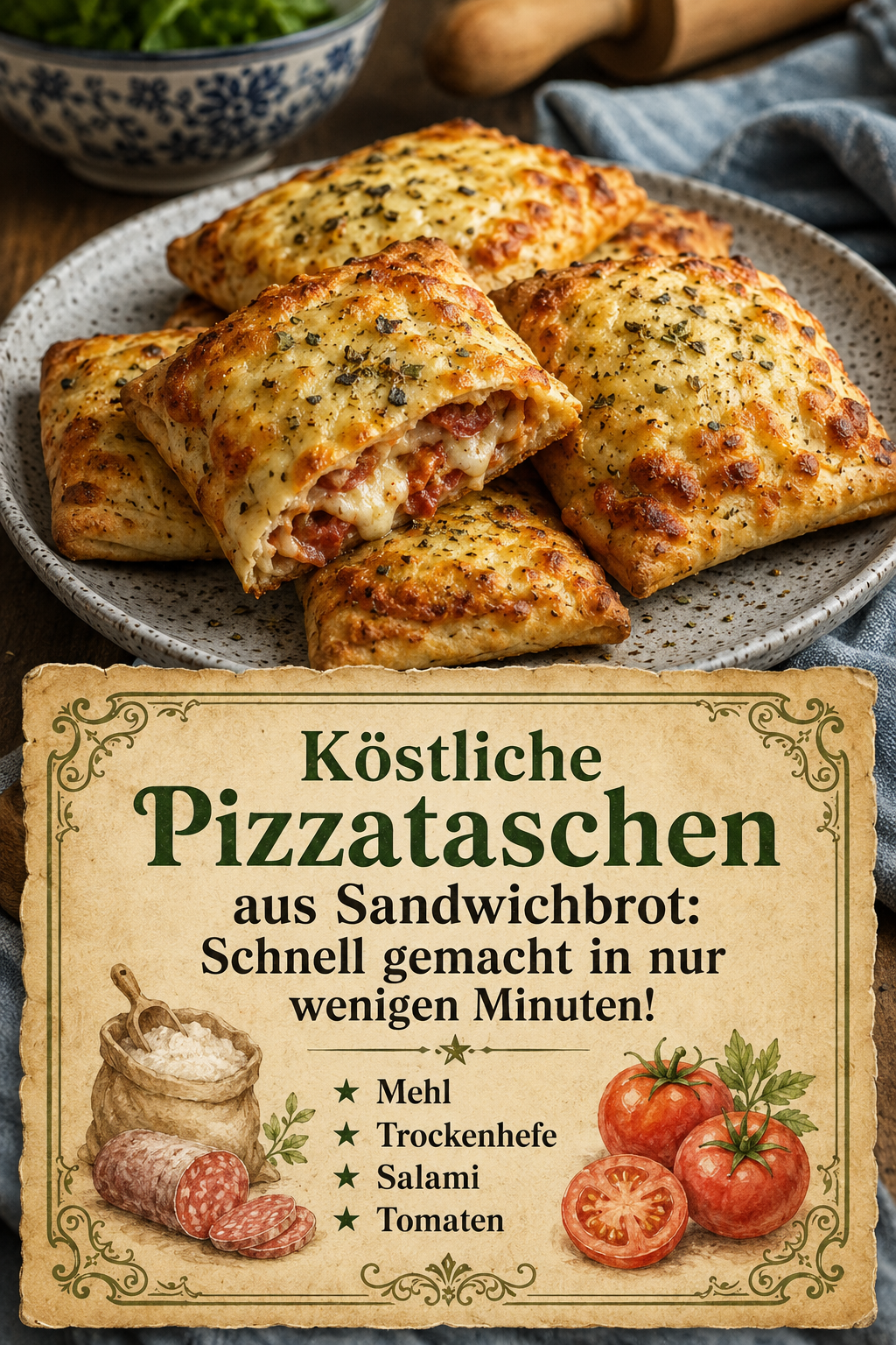 Köstliche Pizzataschen aus Sandwichbrot: Schnell gemacht in nur wenigen Minuten!